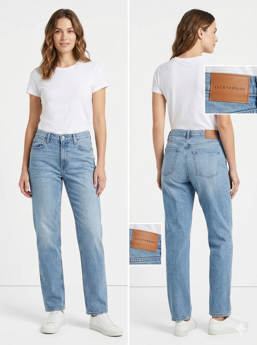 Lucky Brand Boy Mid Rise Relaxed Straight Denim Women's Jeans - 34W x 29L - Blue